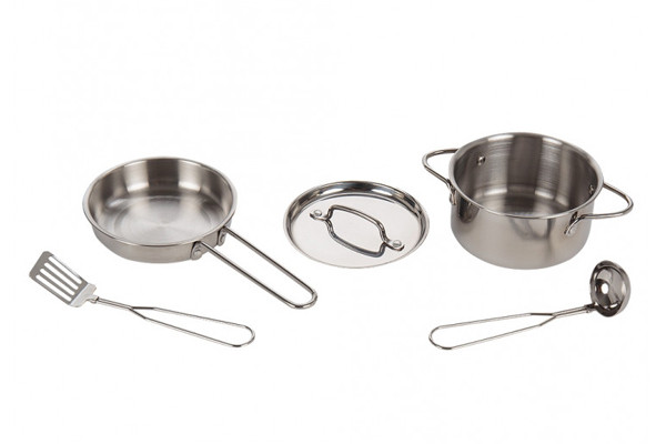 Pannenset wordt meegeleverd.