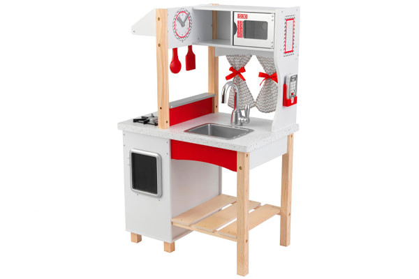 Met wasbak en opbergruimte