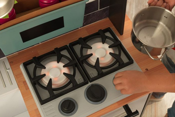 2-pits gasfornuis met licht en geluid.