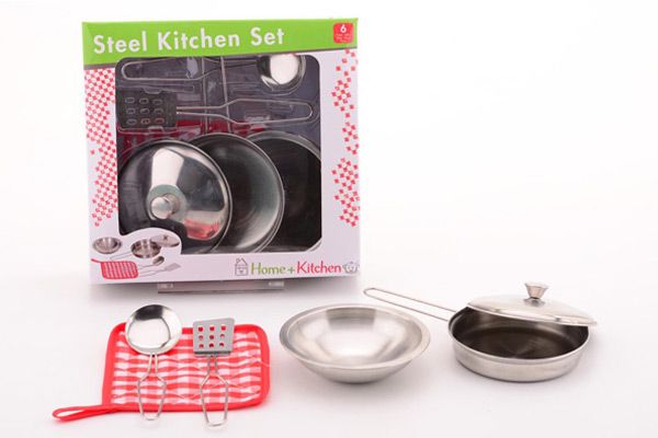 Stalen pannenset 6 dlg van Minichef.