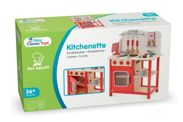 Kinderkeuken.nl | New Classic Toys Bon Appetit Rood Woodtoys Compacte parkeergarage | Speelgoedgarageshop.nl