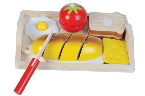 Houten snijset ontbijt.