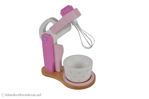 Roze houten mixer omhoog.