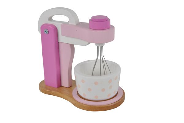 Roze houten mixer van Woodtoys.