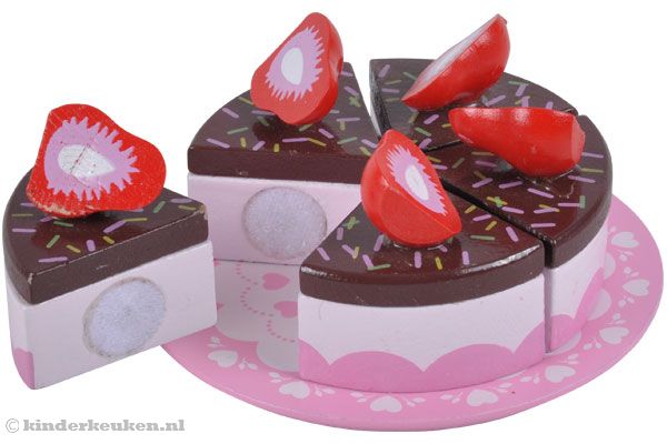 Heerlijke taart met verse aardbeien.